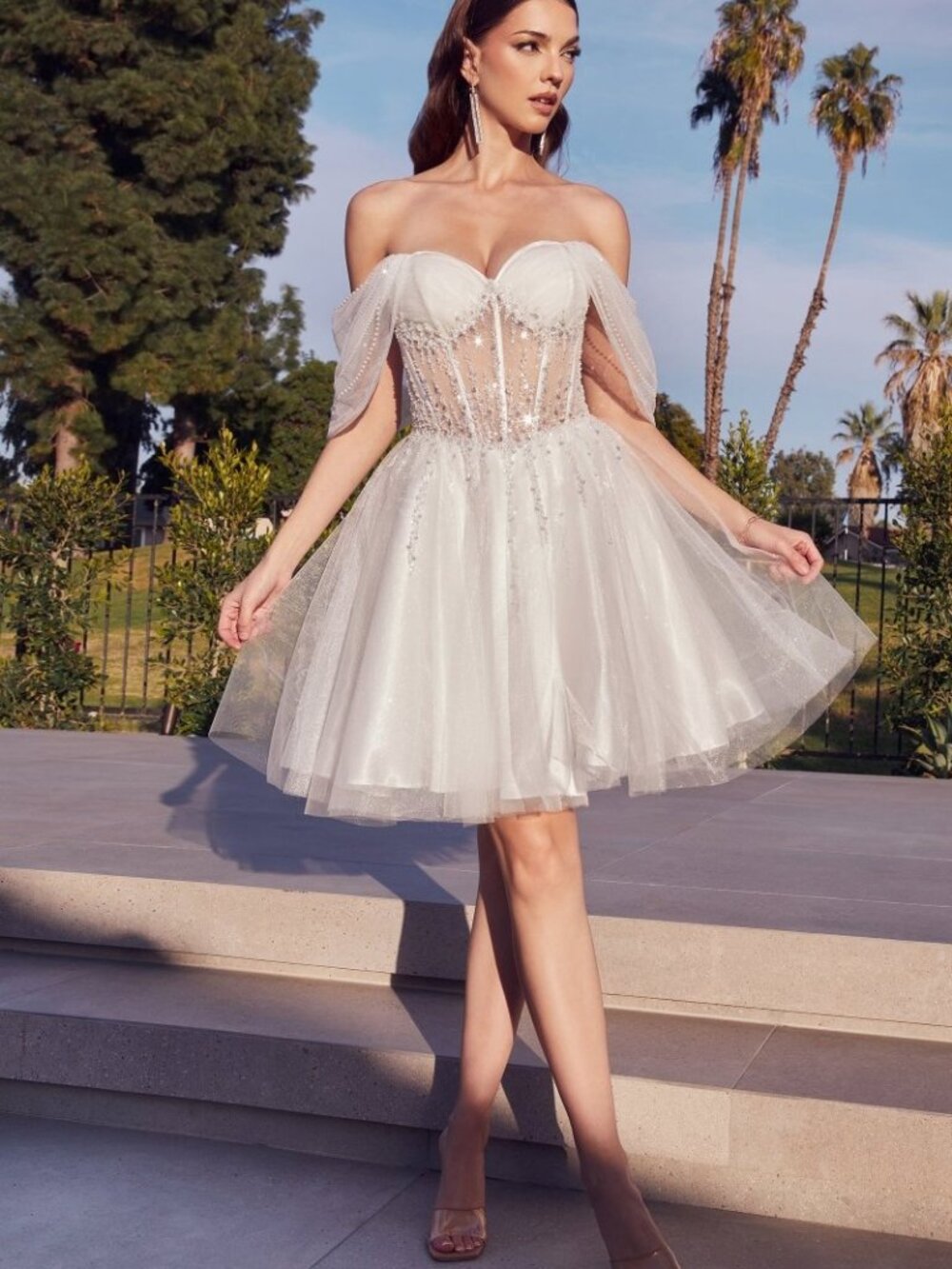 NEW OFF-WHITE Evening Gown Floor Length Formal Elegant Stunning CD0211